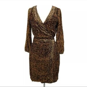 J. Crew Brown Leopard Long Sleeve Dress